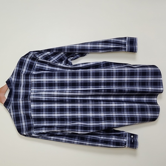 Jos. A. Bank Blue, White & Gray Plaid, Button Down, Long Sleeve, Men's Shirt - Picture 3 of 9